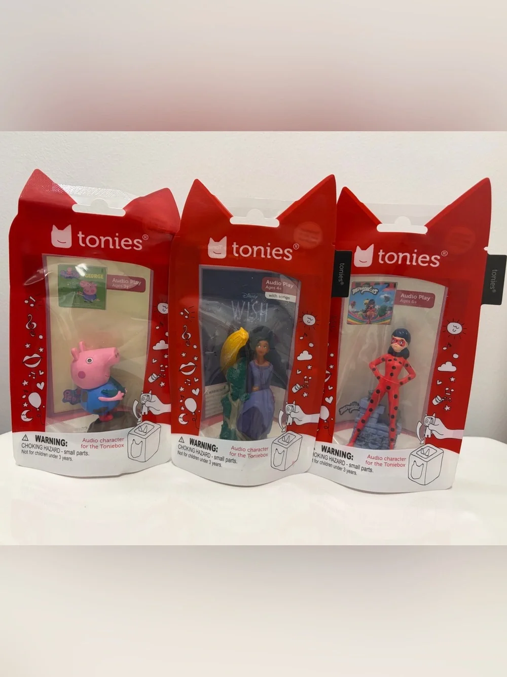 Tonies - Peppa Pig ,Disney’s WISH & Miraculous Cat Noir (3PC Bundle)